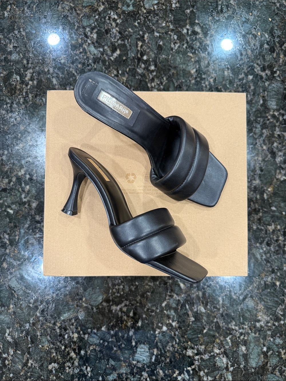 Primark Black Padded Double-strap Heeled Mules